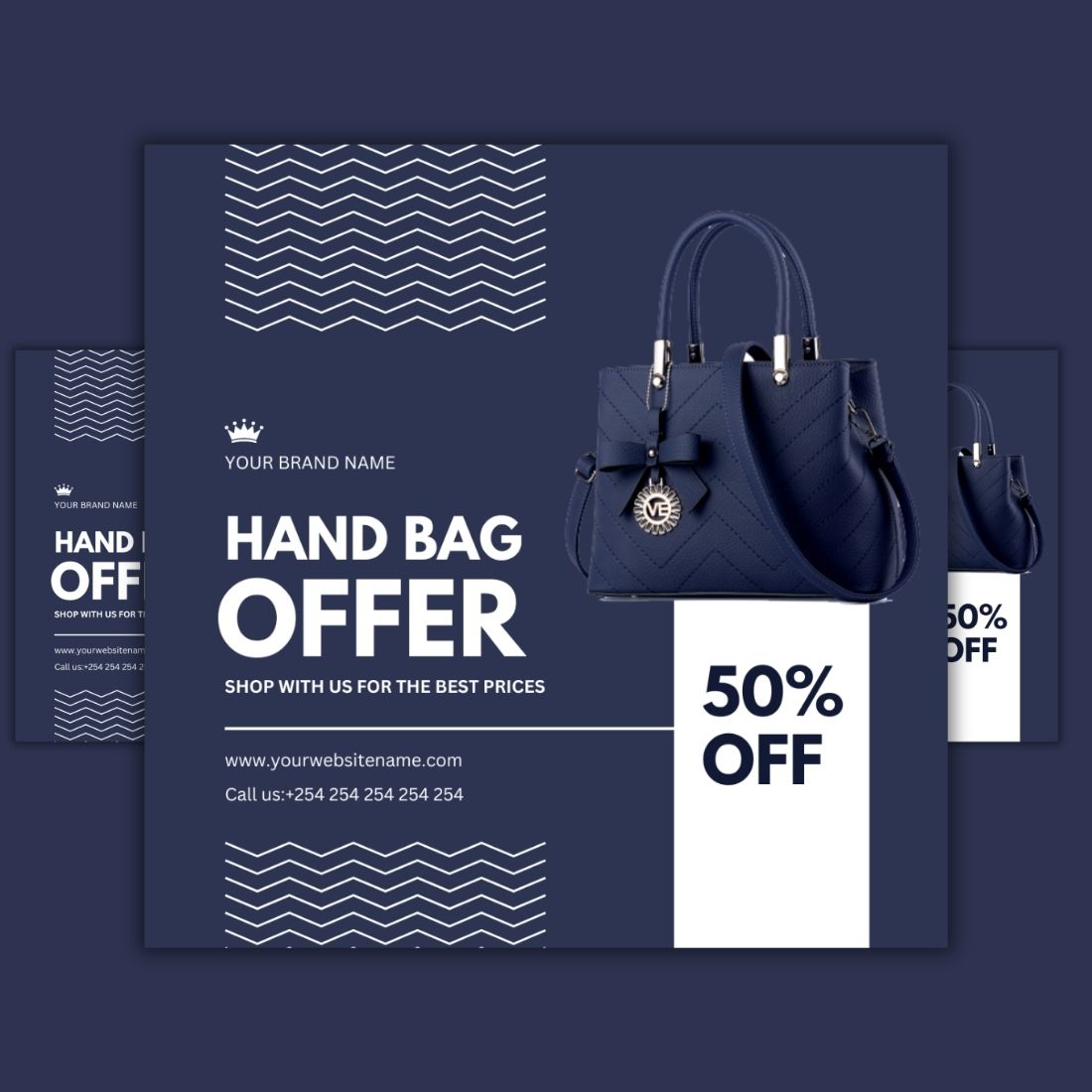 1 Instagram sized Canva Hand Bag Offer Design Template Bundle – $4 preview image.