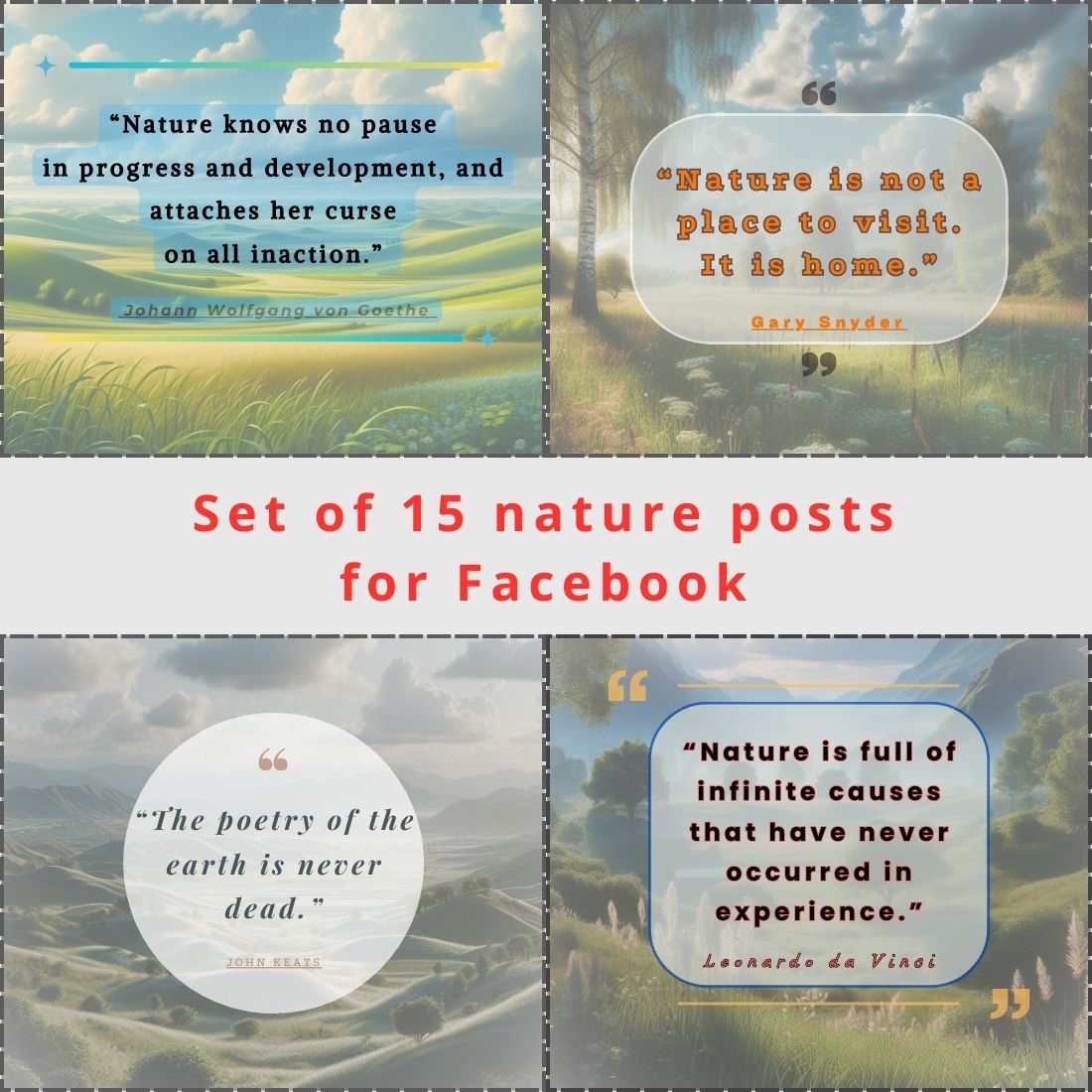 Quotes for Facebook Set of 15 nature posts for Facebook preview image.