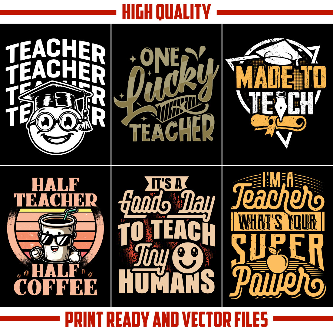 Teacher t shirt design bundle preview image.