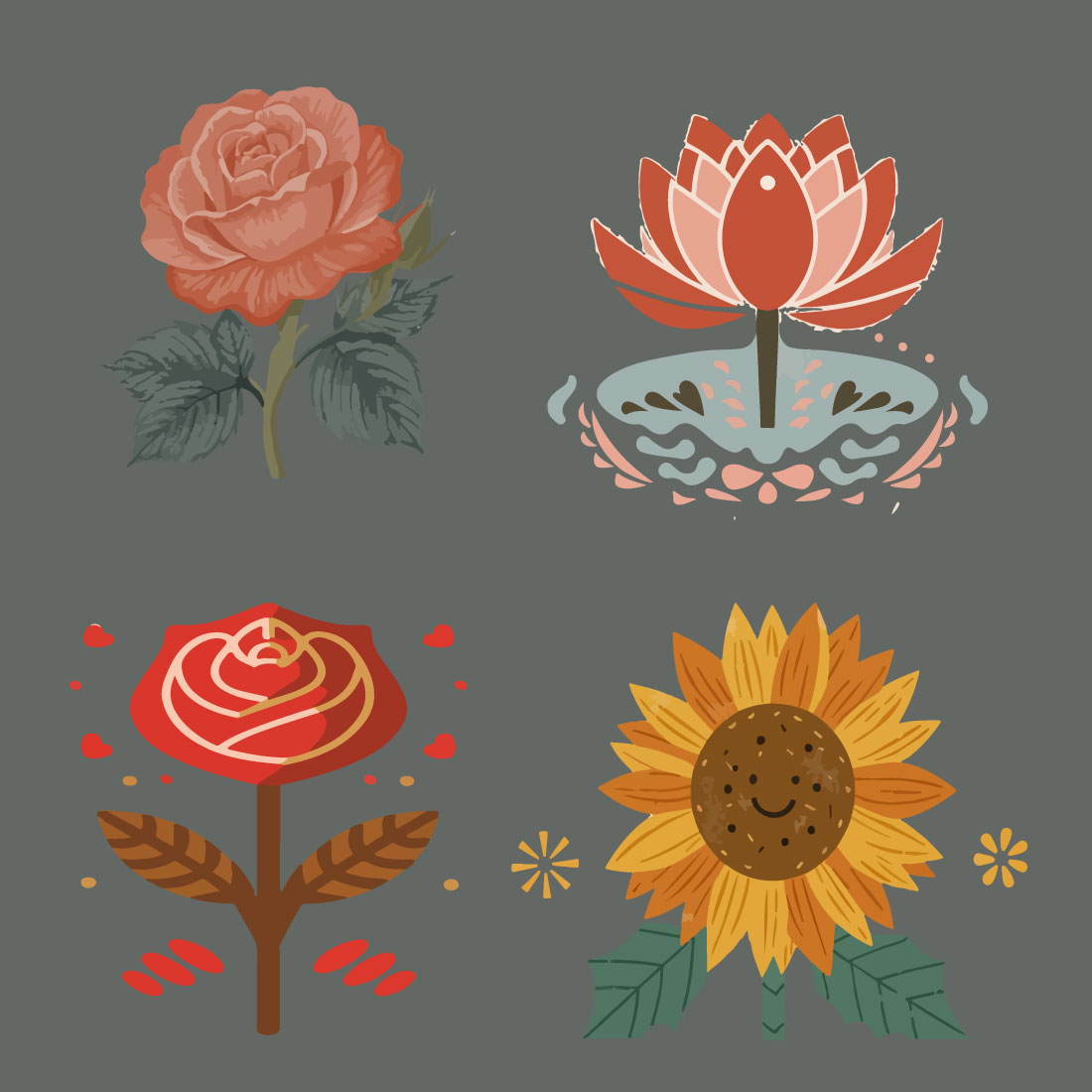 Flower vector, move any where preview image.