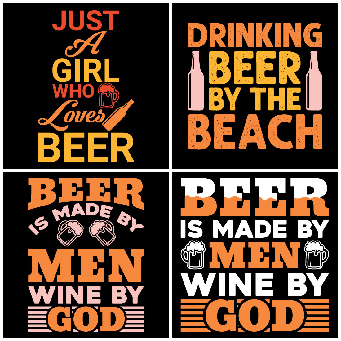 Beer Typography And Graphics T Shirt Design Bundle preview image.