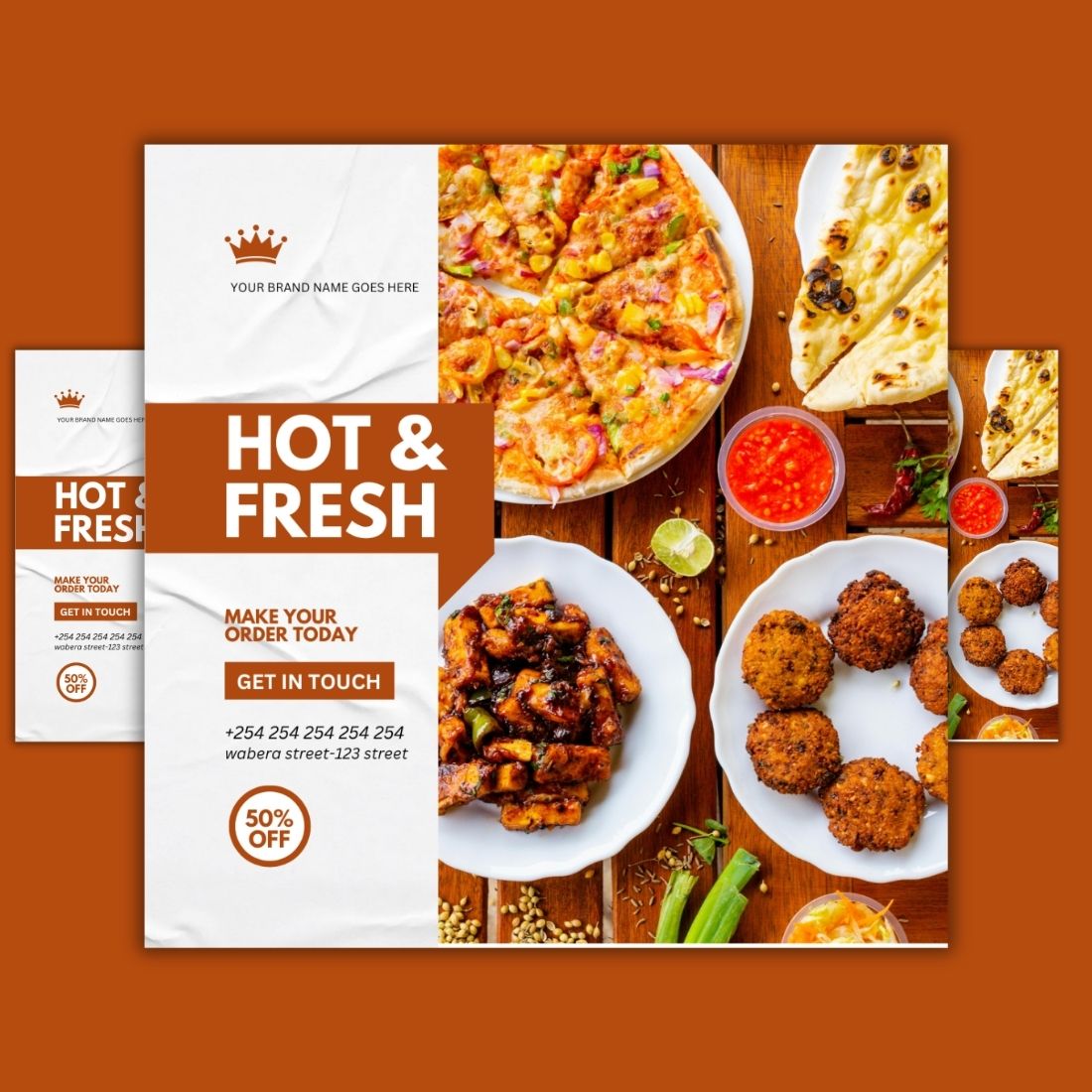 1 Instagram sized Canva Pizza Restaurant Design Template Bundle – $4 preview image.