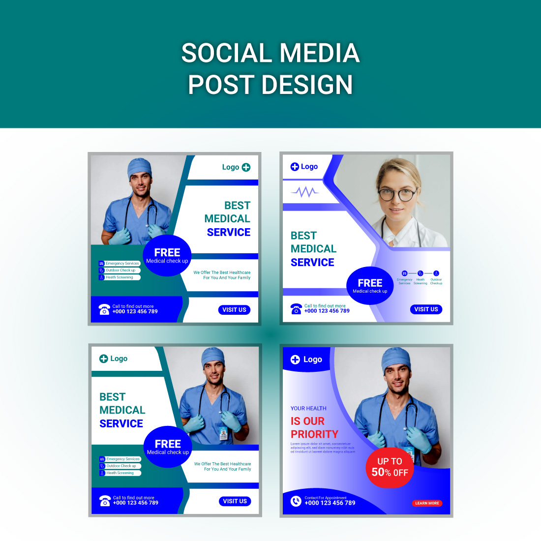 Medical and Healthcare Social Media Posts Design preview image.