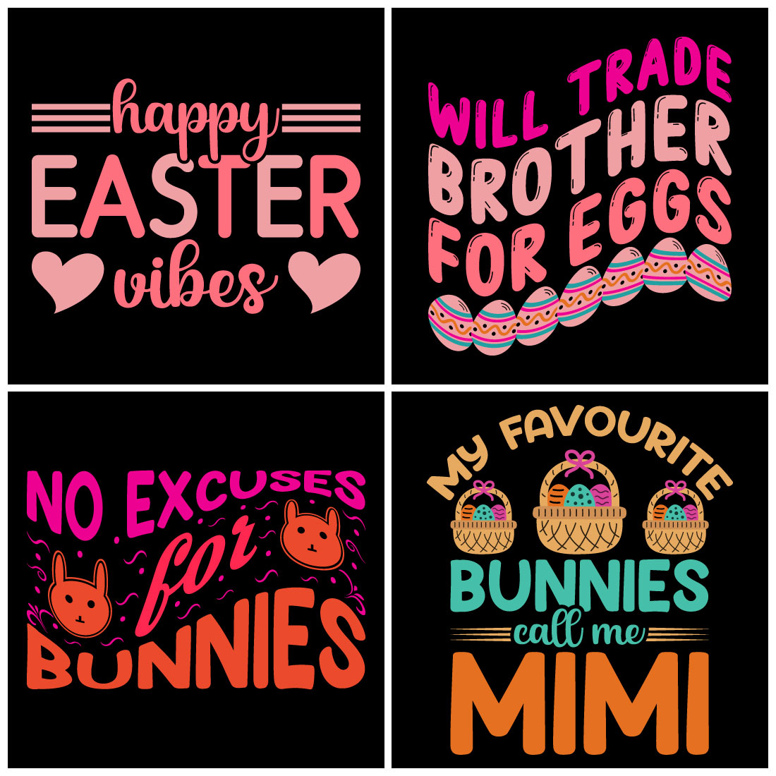 Premium Easter Sunday Typography And Graphics T Shirt Design Bundle preview image.
