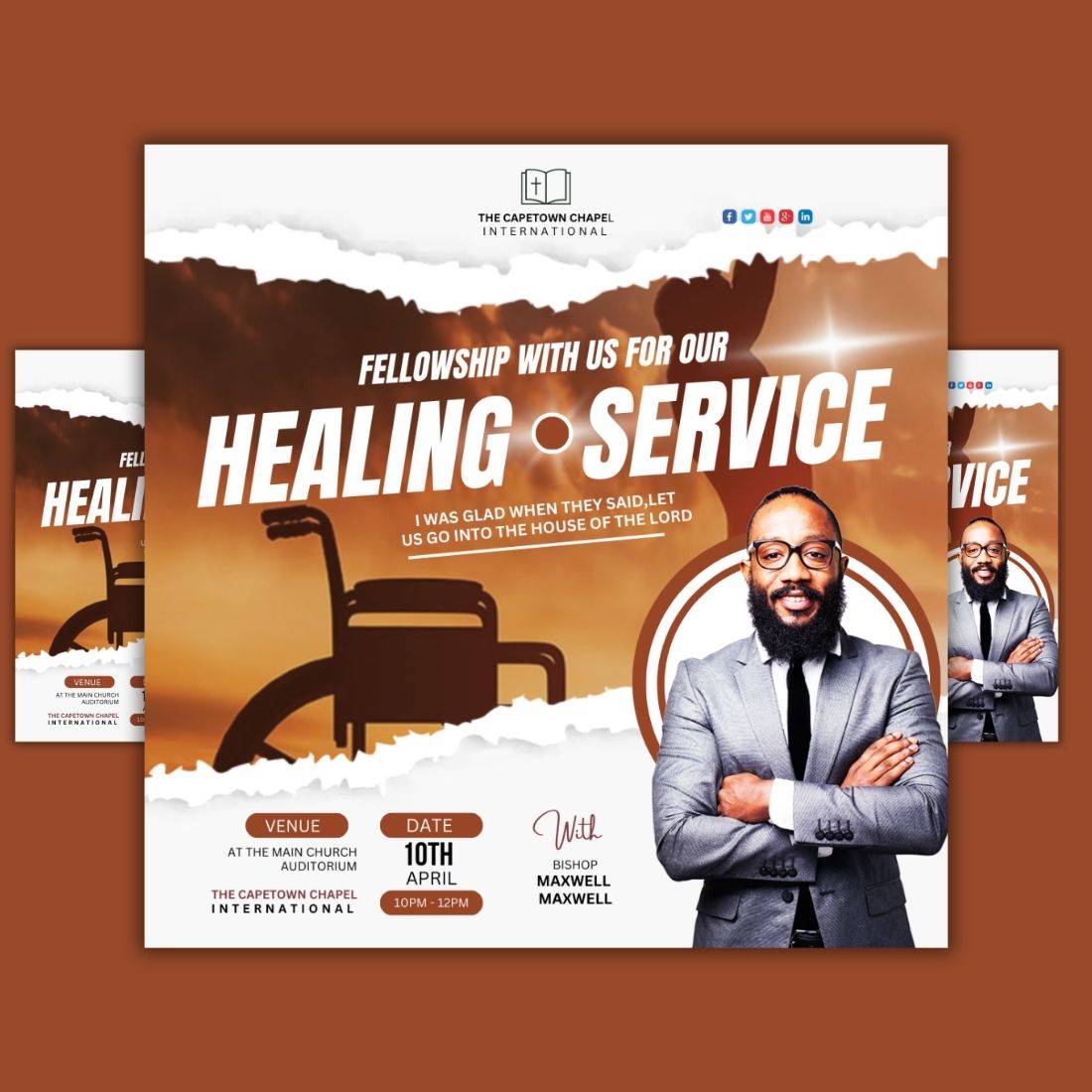 1 Instagram sized Canva Church Healing Service Design Template Bundle – $4 preview image.