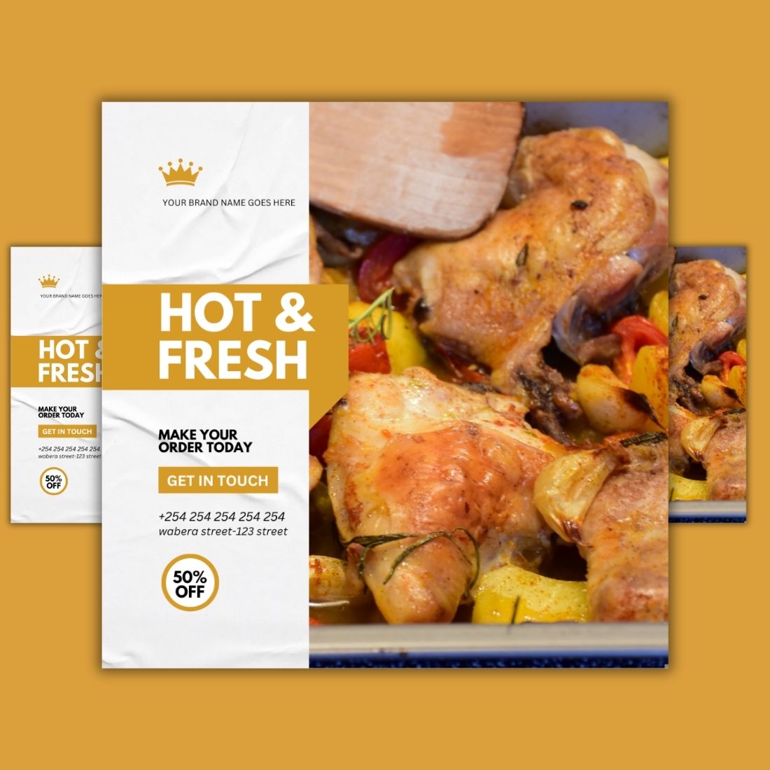 1 Instagram sized Canva Chicken Fas Food Design Template Bundle – $4 preview image.