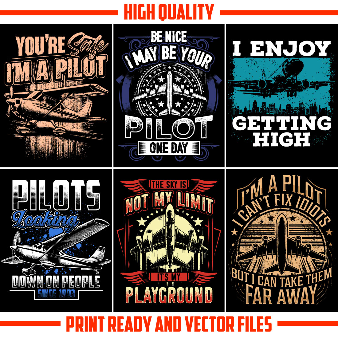 Pilot t shirt design bundle preview image.