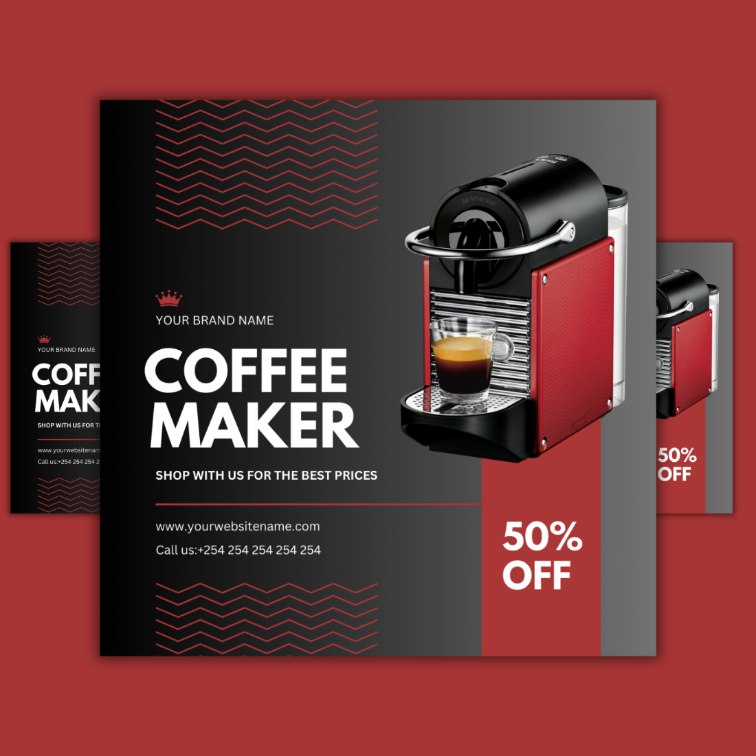1 Instagram sized Canva Coffee Maker Sale Design Template Bundle – $4 preview image.