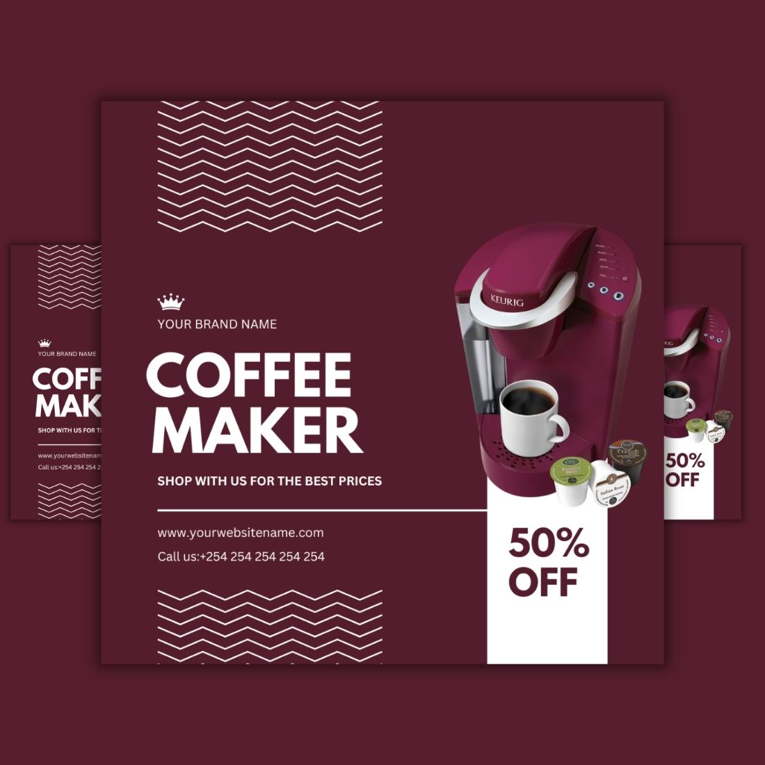 1 Instagram sized Canva Coffee Maker Design Template Bundle – $4 preview image.