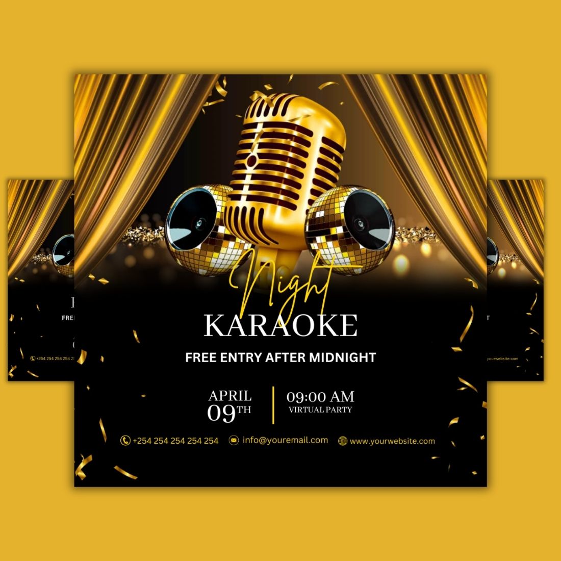 1 Instagram sized Canva Karaoke Night Design Template Bundle – $4 preview image.