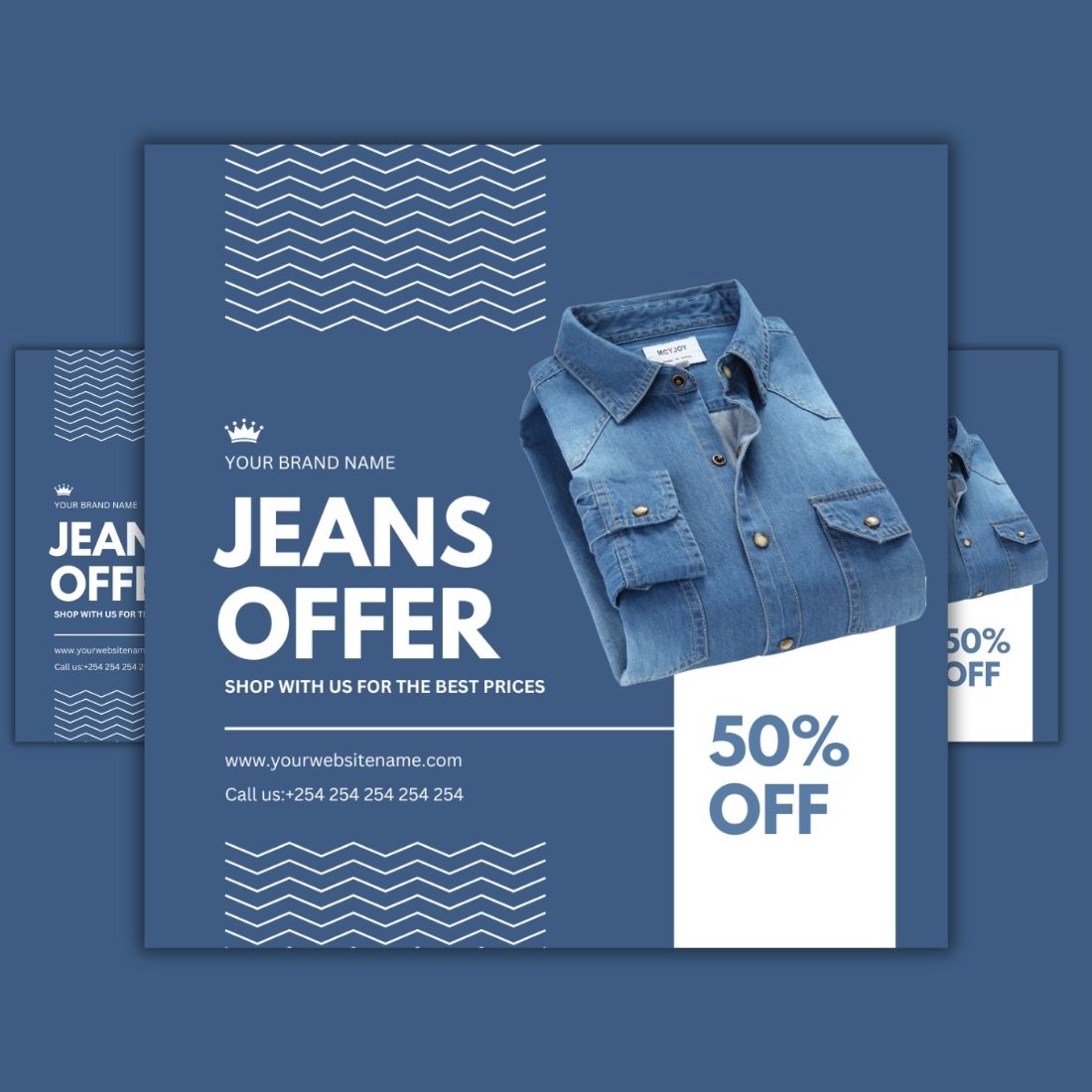 1 Instagram sized Canva Jeans Offer Design Template Bundle – $4 preview image.