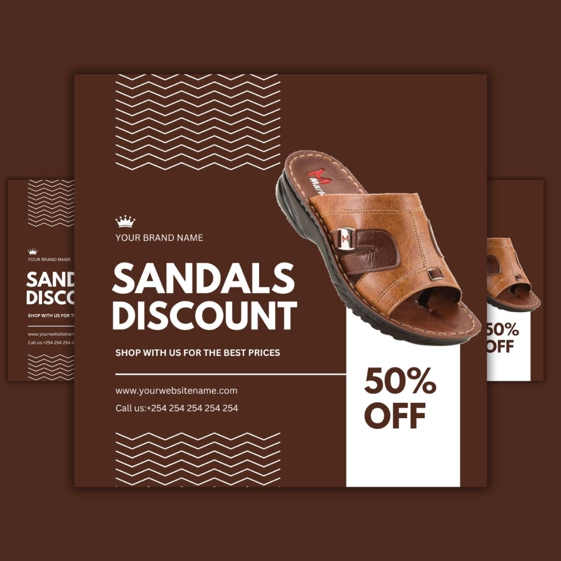 1 Instagram sized Canva Sandals Discount Design Template Bundle – $4 preview image.