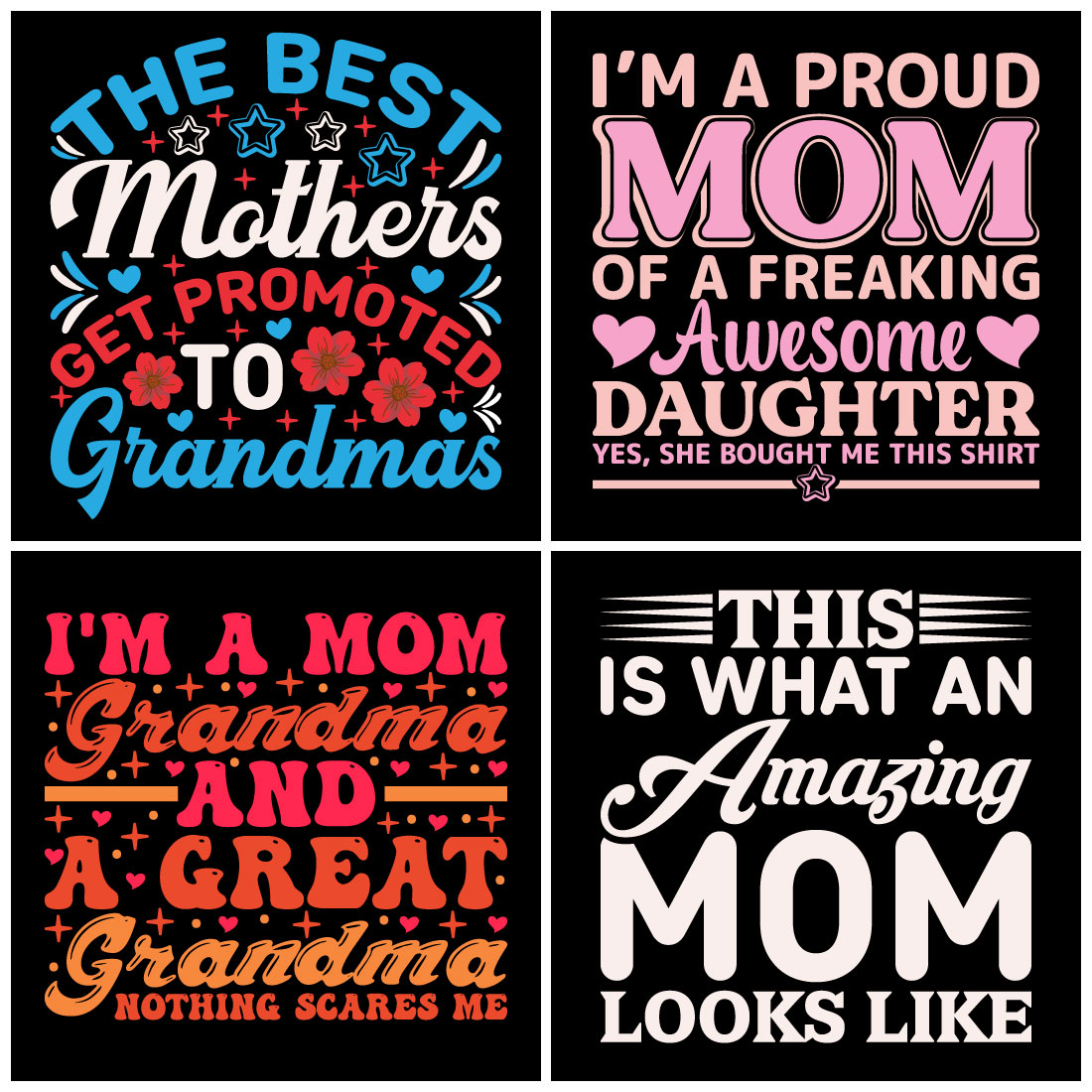 Premium Mothers day Typography And Graphics T Shirt Design Bundle preview image.