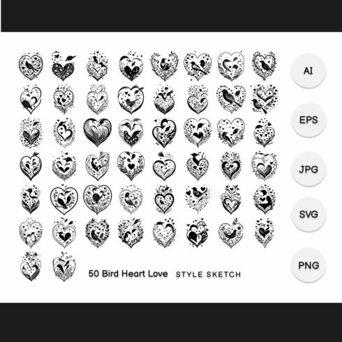 Bird Heart Love Element Draw Black cover image.