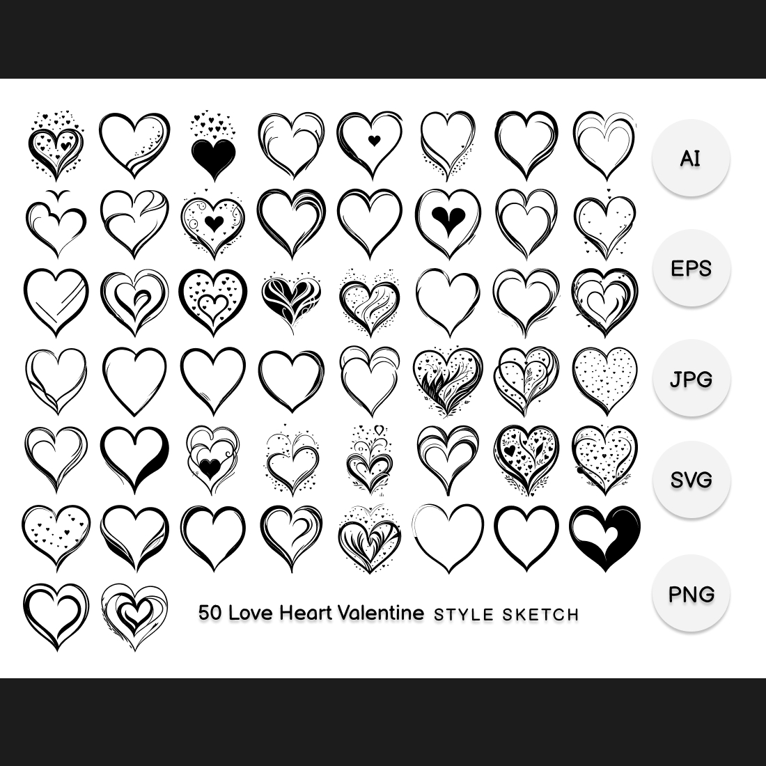 Love Heart Valentine Element Draw Black cover image.