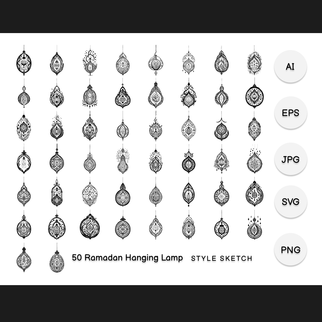 Ramadan Hanging Lamp Element Draw Black cover image.