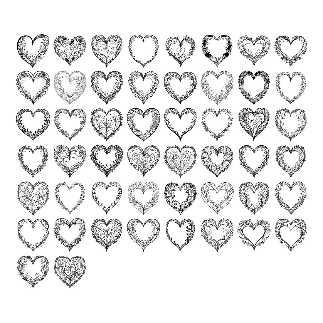 Love Valentine Element Draw Black preview image.