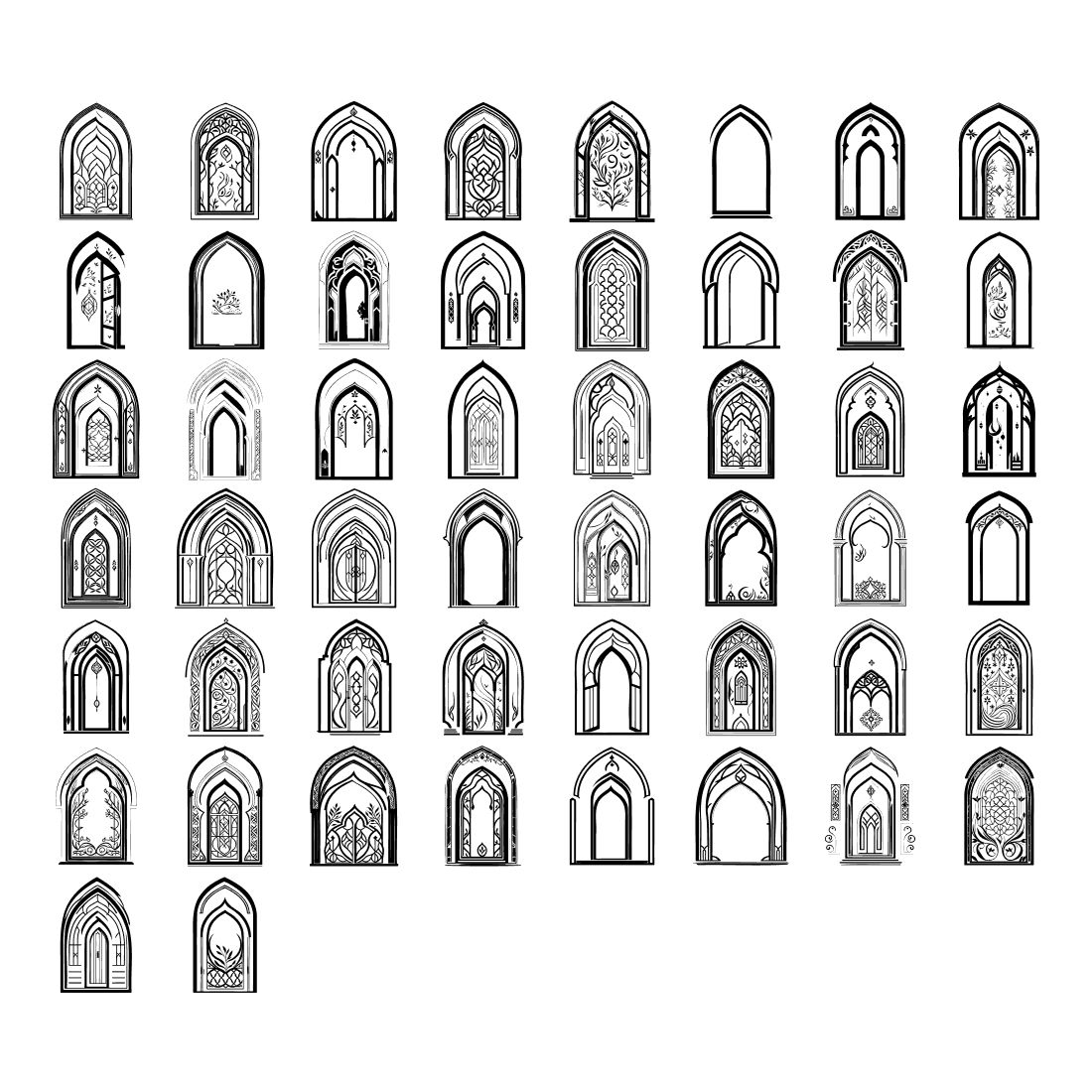 Islamic Window Door Element Draw Black preview image.