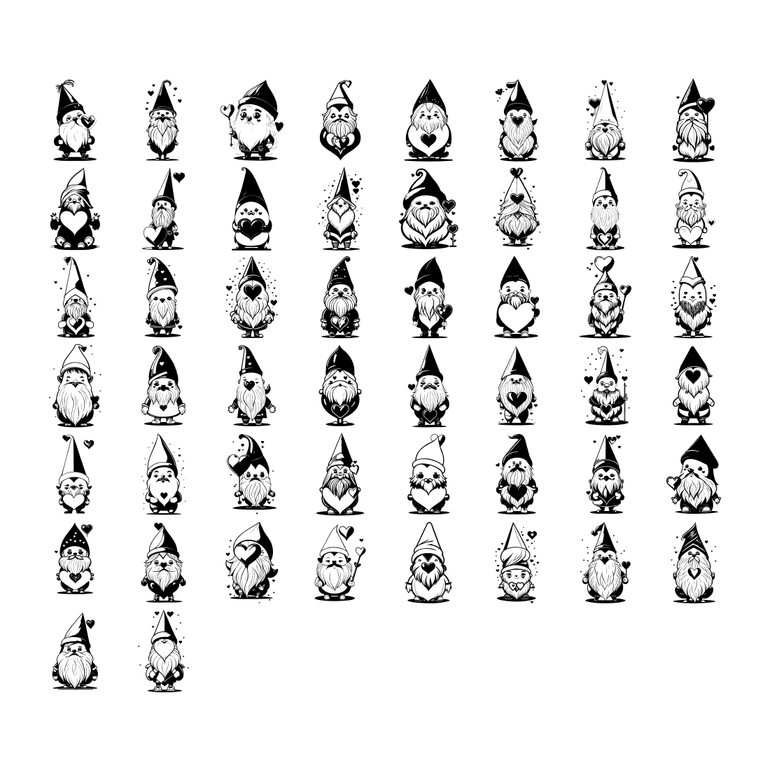 Gnome Valentine Element Draw Black preview image.