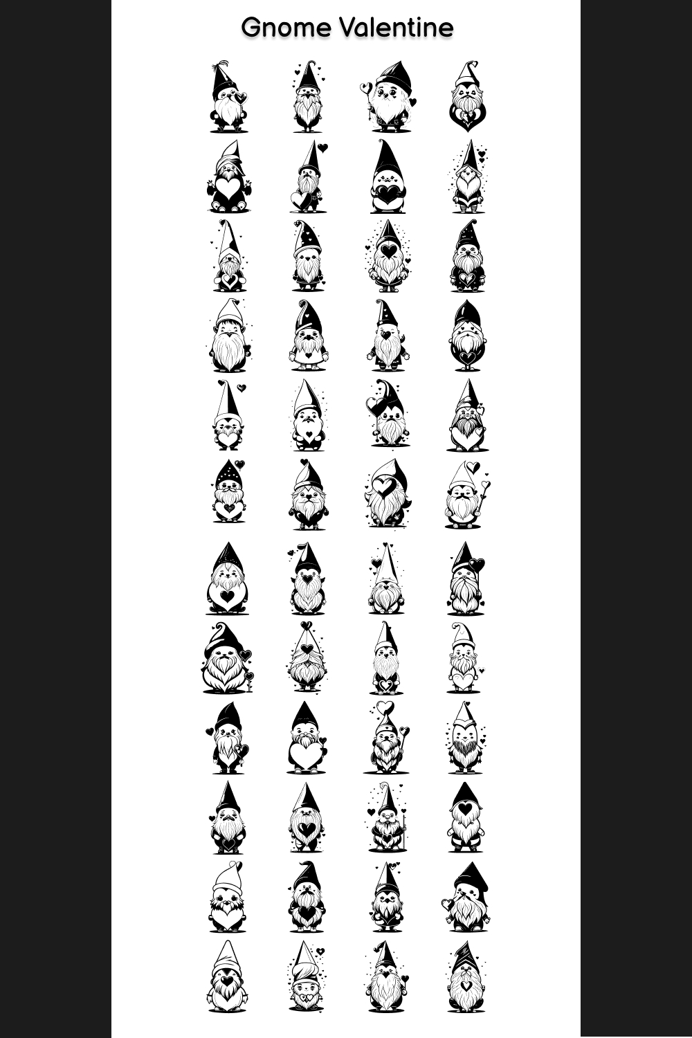 Gnome Valentine Element Draw Black pinterest preview image.
