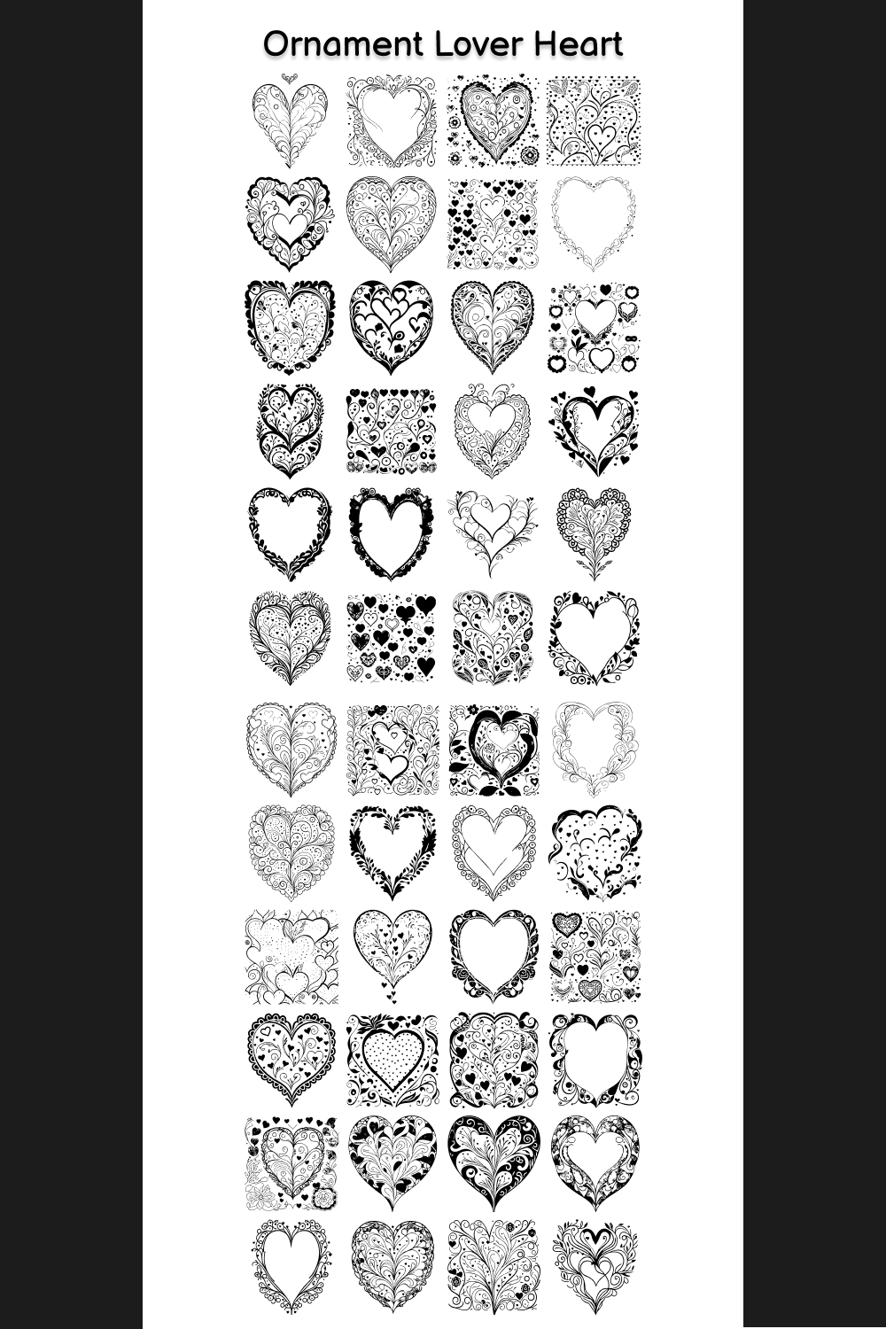 Ornament Lover Heart Element Draw Black pinterest preview image.