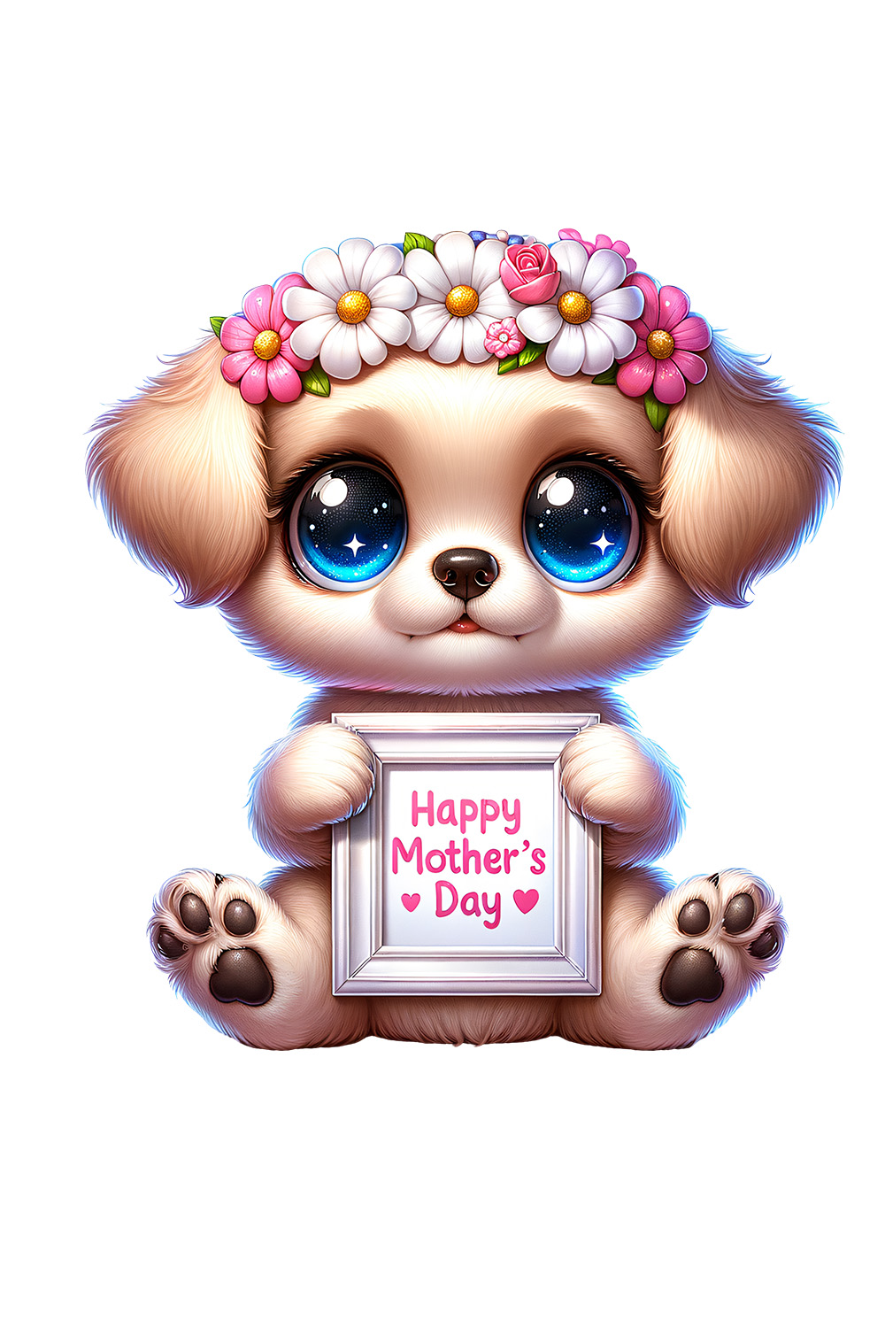 Mother's Day Animal Clipart | Cute Dog with frame clipart | PNG pinterest preview image.