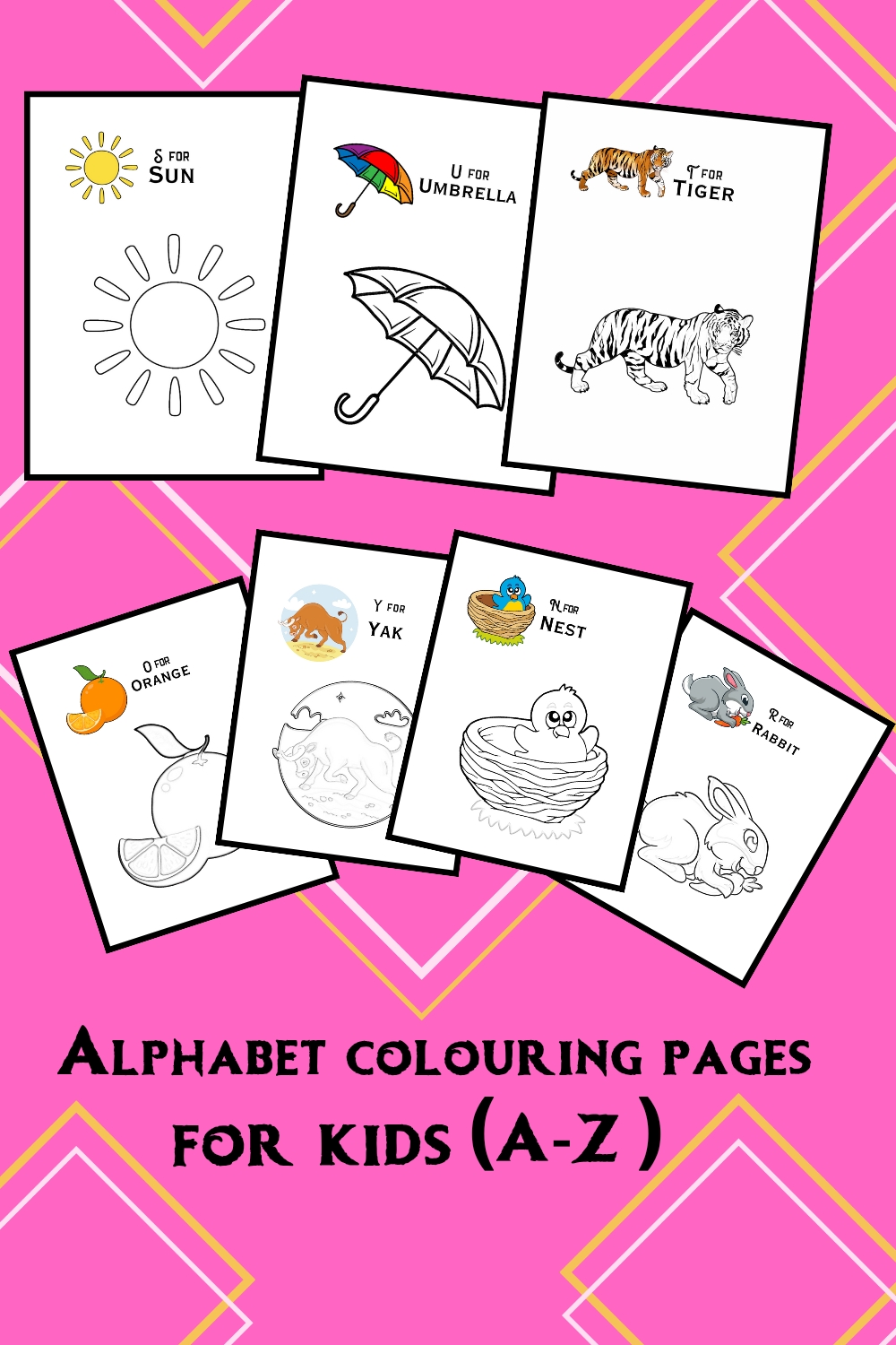 Alphabet copy Colouring pages for kids in png file pinterest preview image.