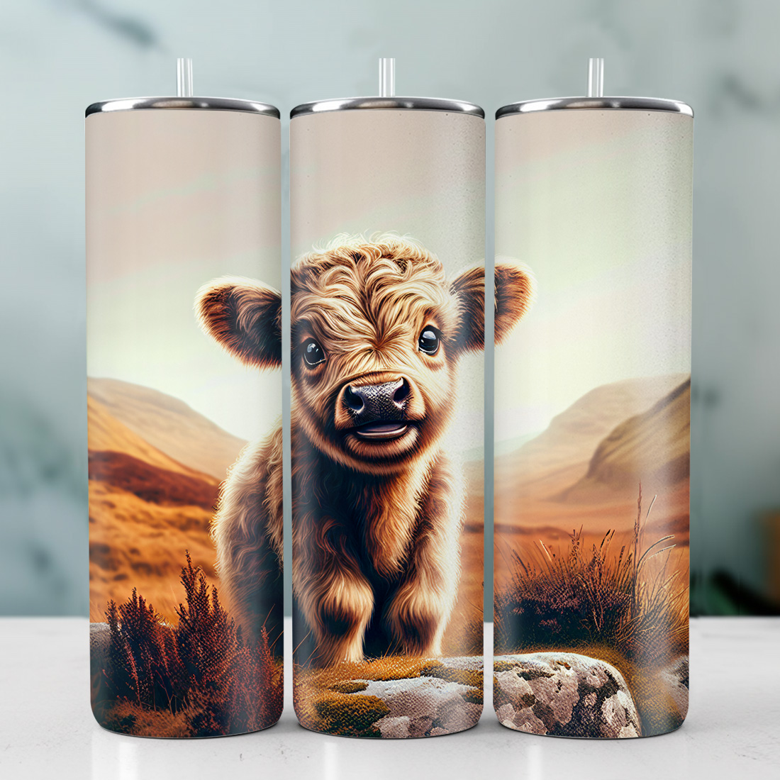 Highland Cow Tumbler Wrap | 20oz Tumbler | Tumbler PNG cover image.