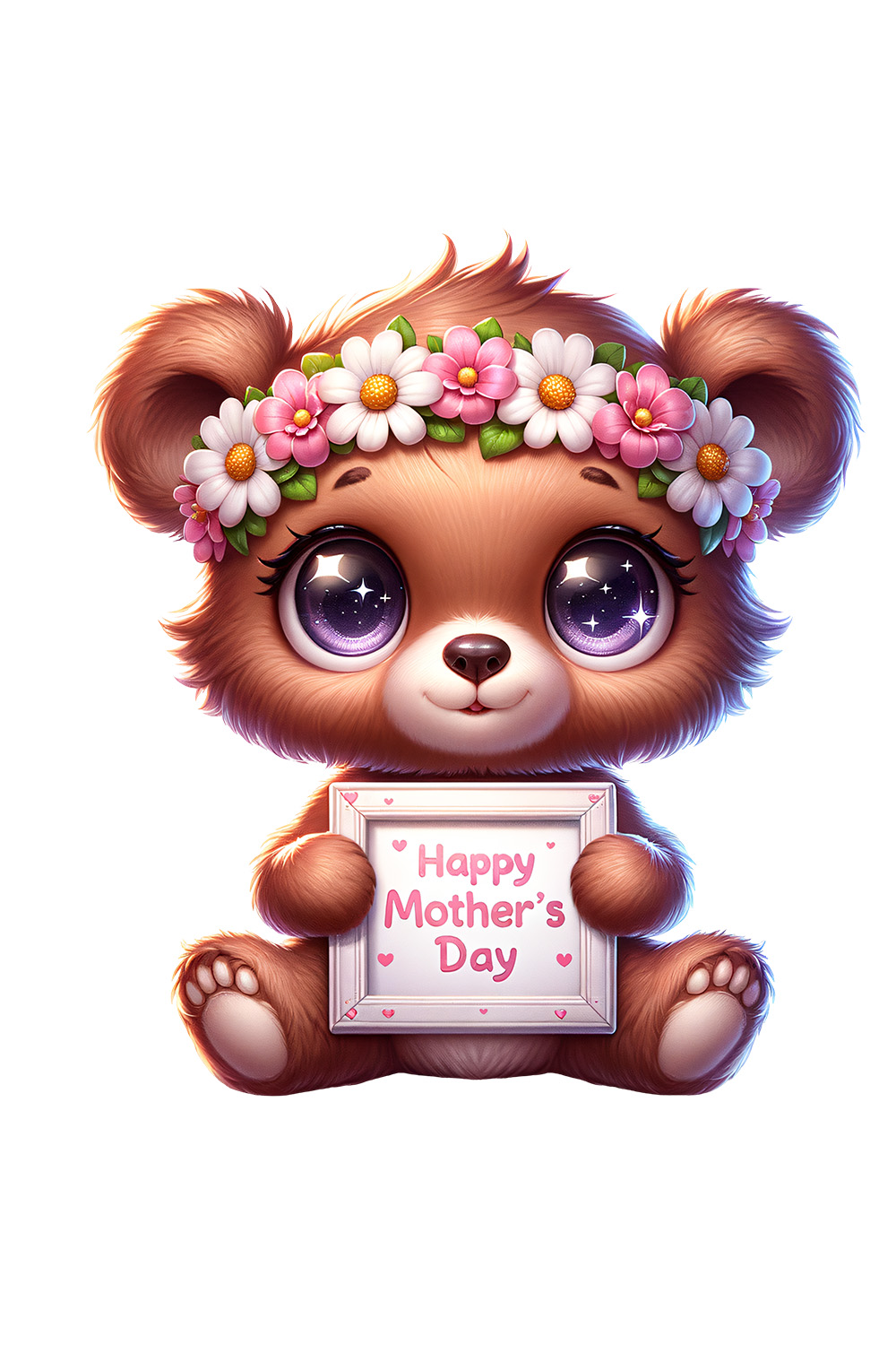 Mother's Day Animal Clipart | Cute Bear with frame clipart | PNG pinterest preview image.