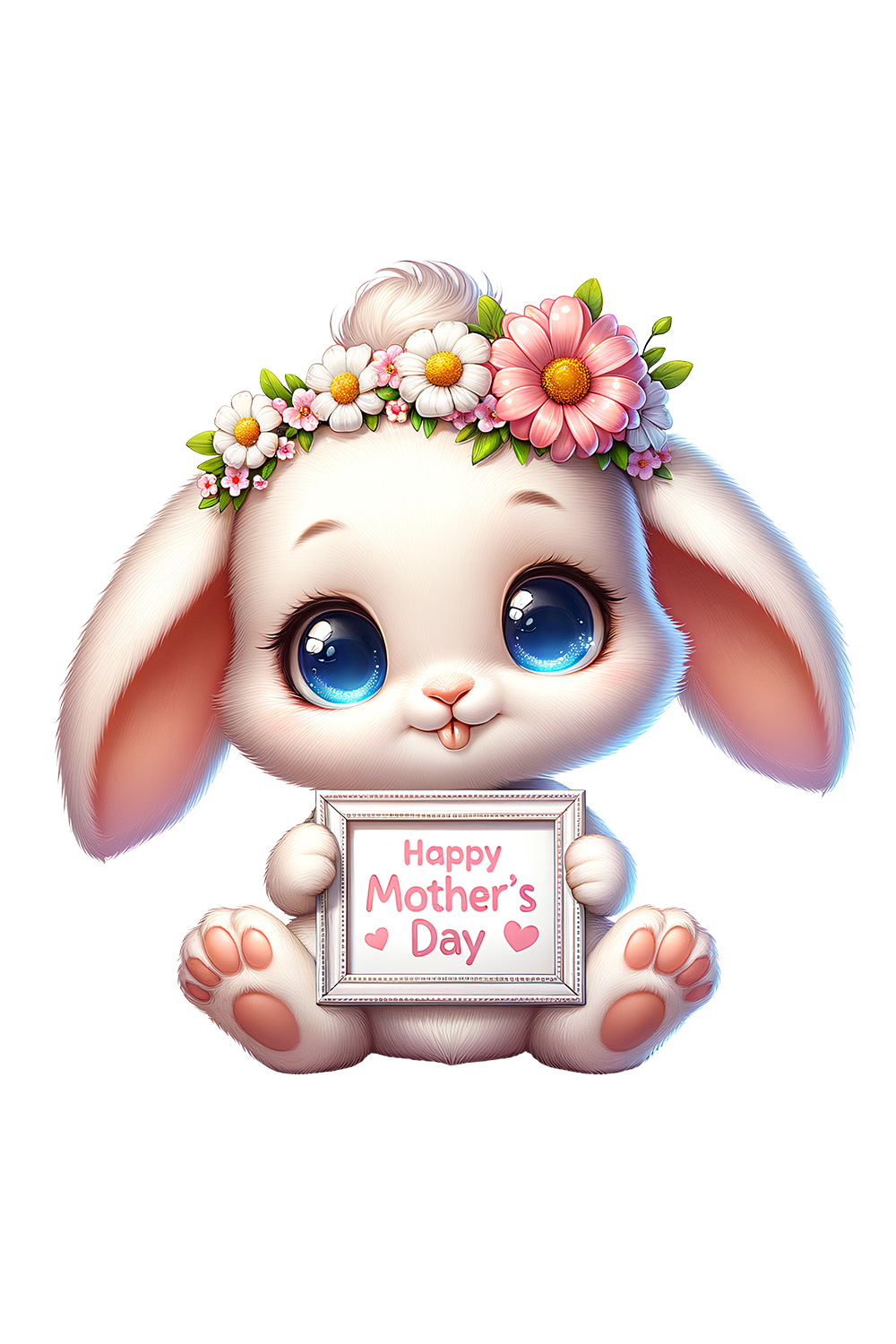 Mother's Day Animal Clipart | Cute Rabbit with frame clipart | PNG pinterest preview image.