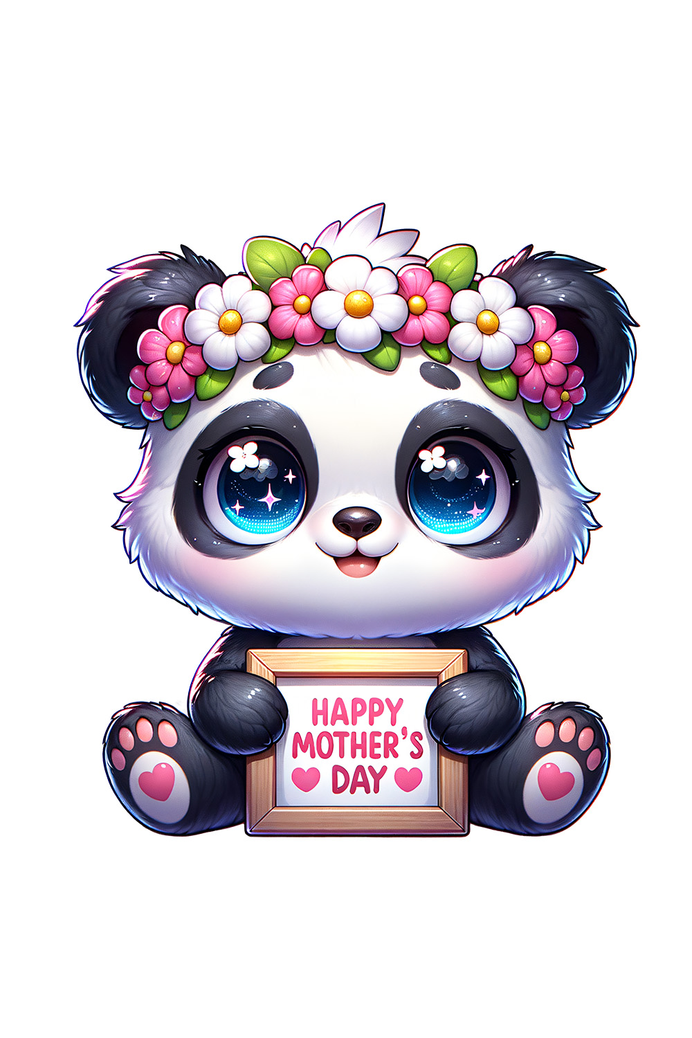 Mother's Day Animal Clipart | Cute Panda with frame clipart | PNG pinterest preview image.