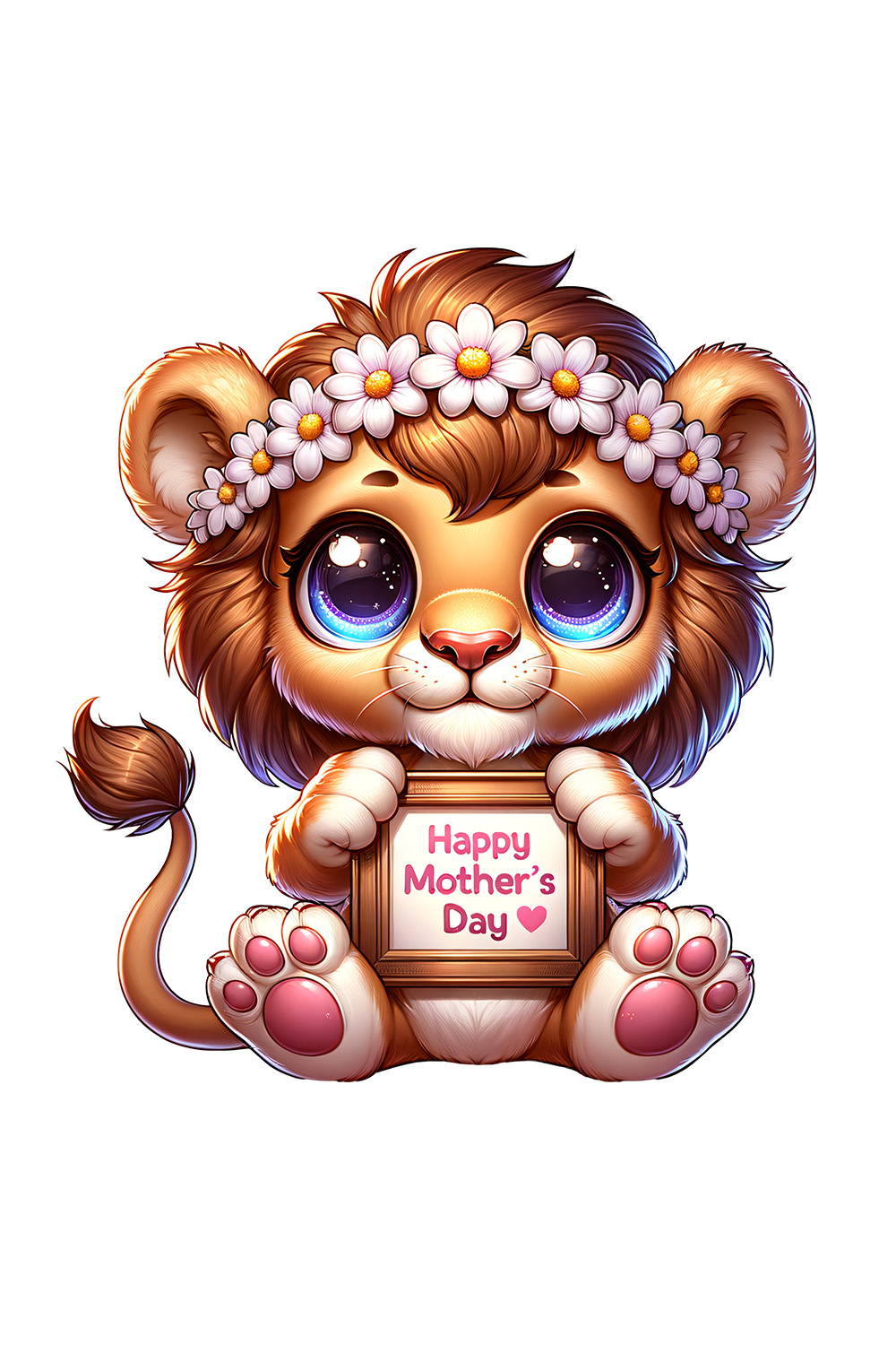 Mother's Day Animal Clipart | Cute Lion with frame clipart | PNG pinterest preview image.