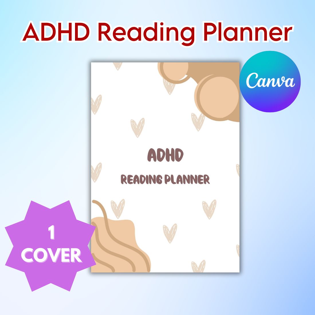 ADHD Reading Planner - Canva Template preview image.