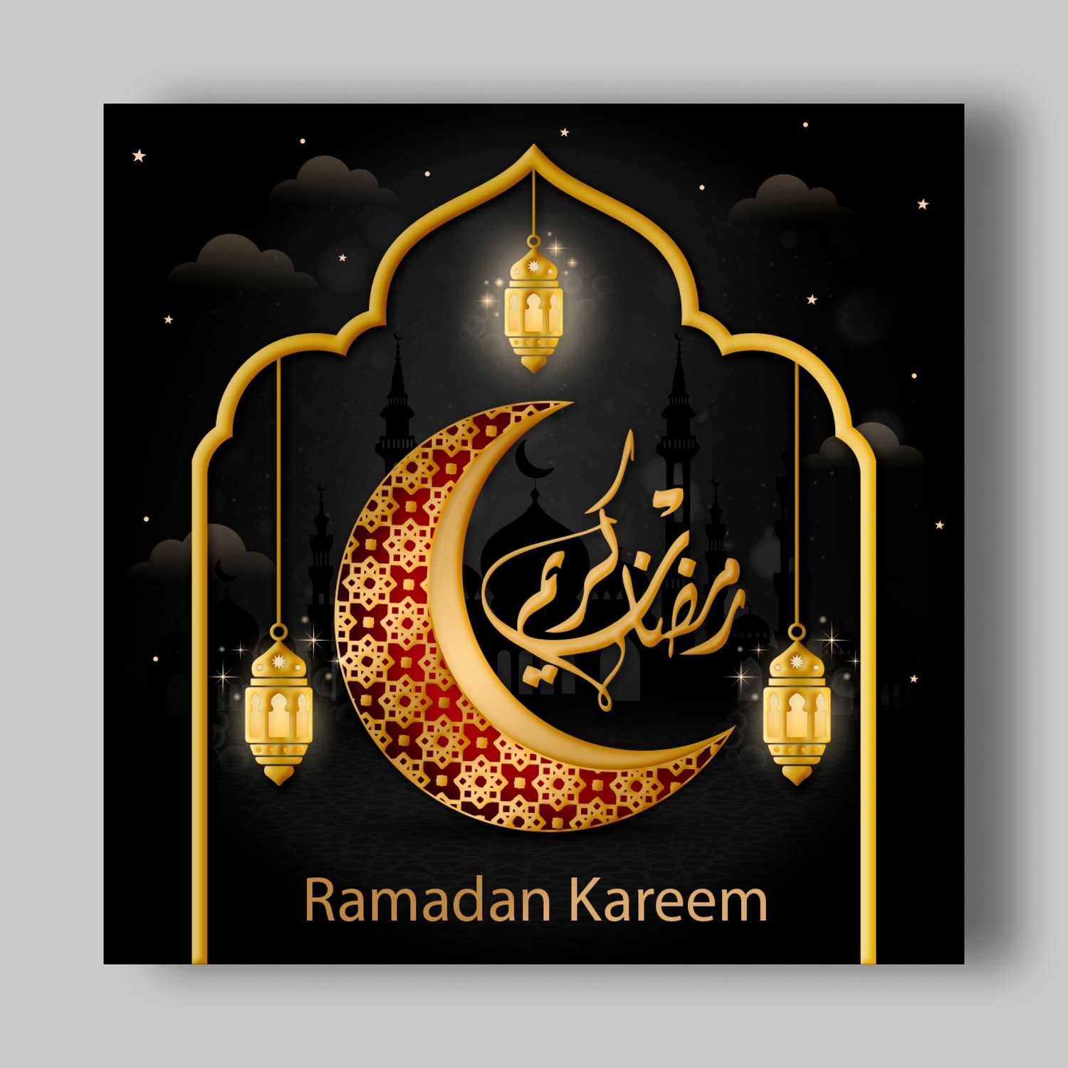 Ramadan Mubarak Social Media Banner Design Template preview image.