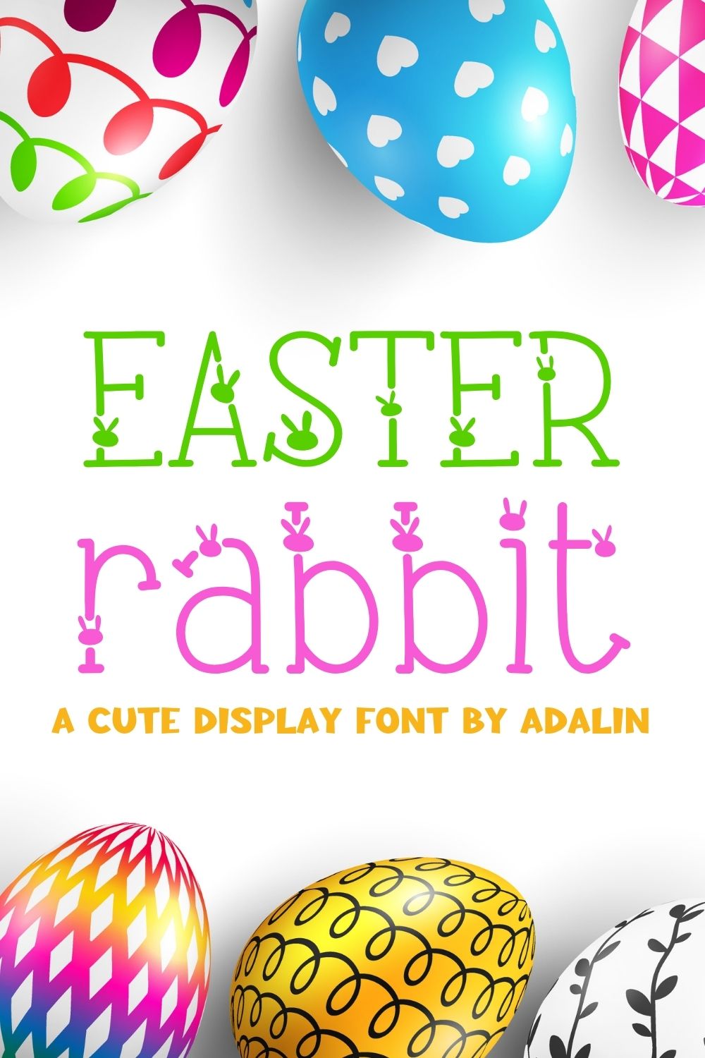 Easter Rabbit Font pinterest preview image.
