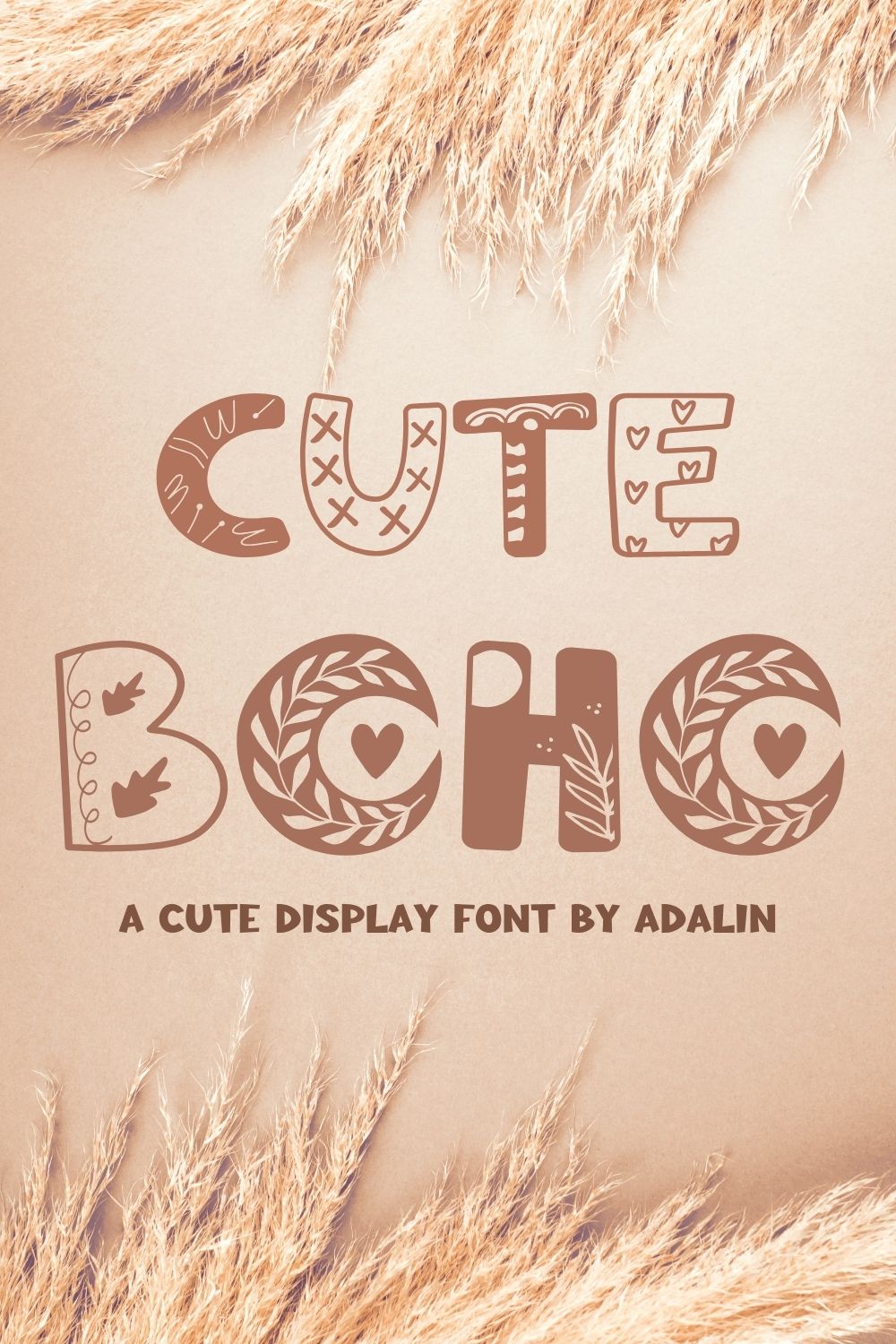 Cute Boho - Display font pinterest preview image.