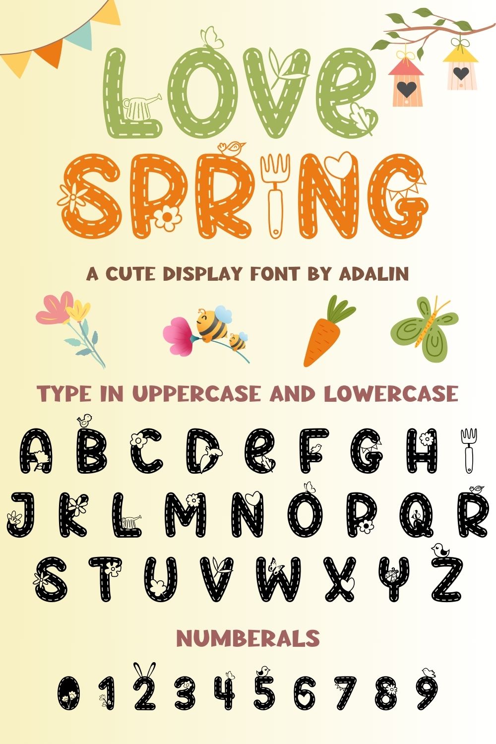 Love Spring - Display font pinterest preview image.