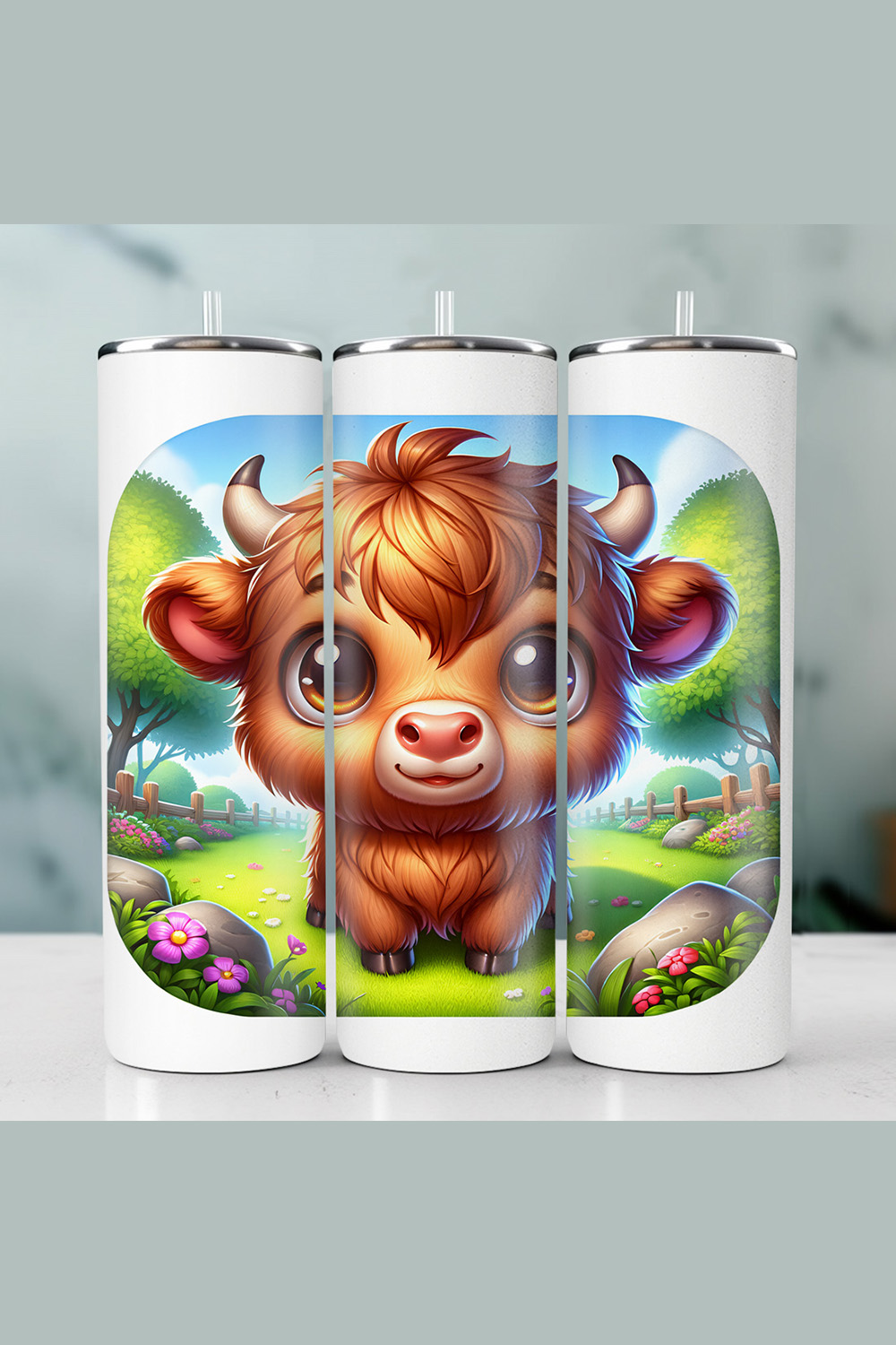 Highland Cow Tumbler Wrap | 20oz Tumbler | Tumbler PNG pinterest preview image.