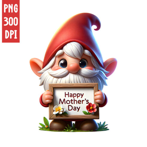 Mother's Day Clipart | Cute Gnome with frame clipart | PNG cover image.