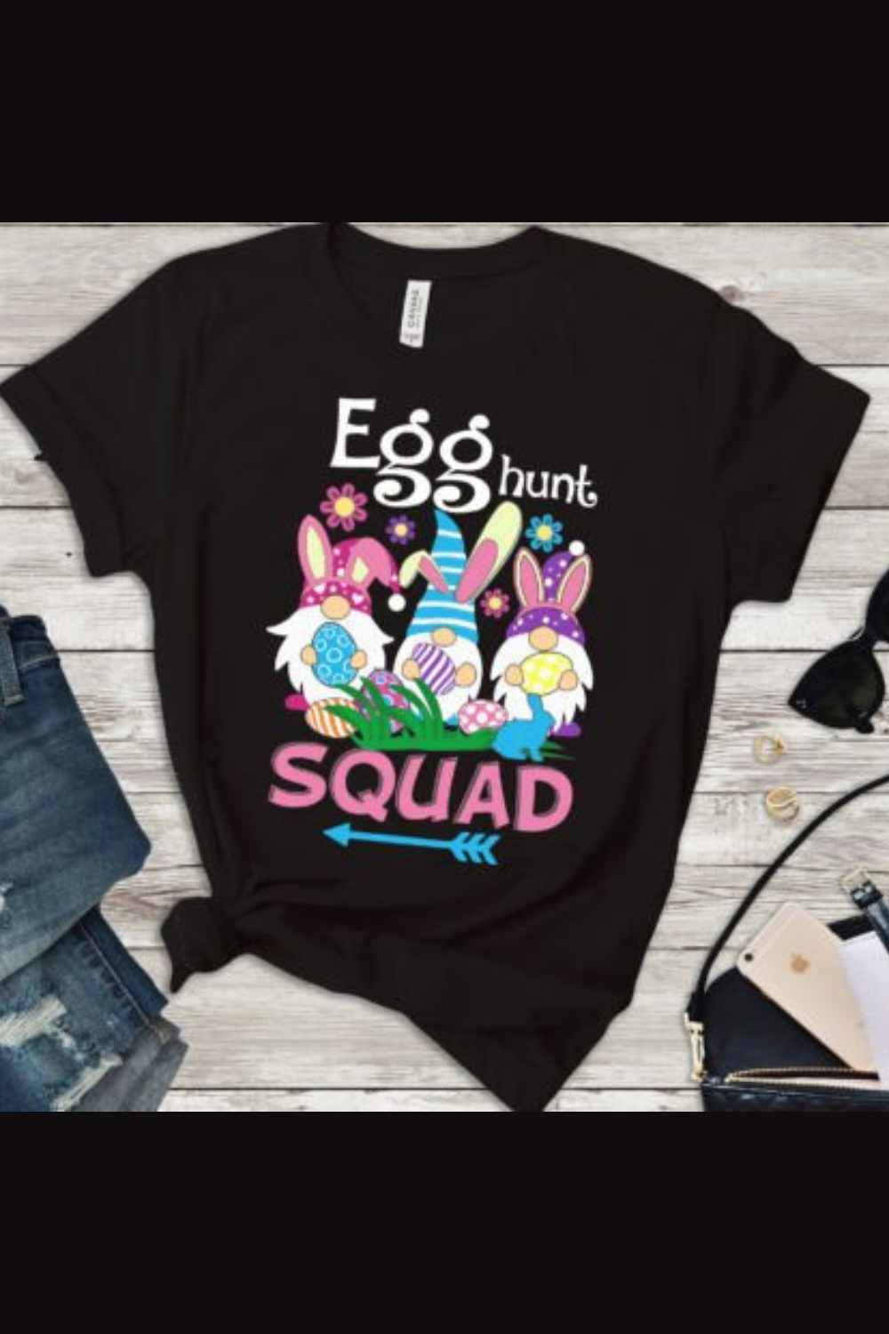 Easter Hunt Squad Gnome Easter T-shirt pinterest preview image.