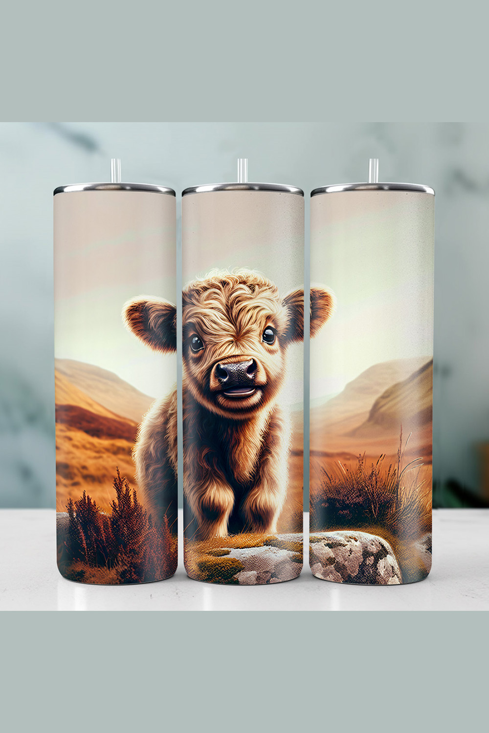 Highland Cow Tumbler Wrap | 20oz Tumbler | Tumbler PNG pinterest preview image.