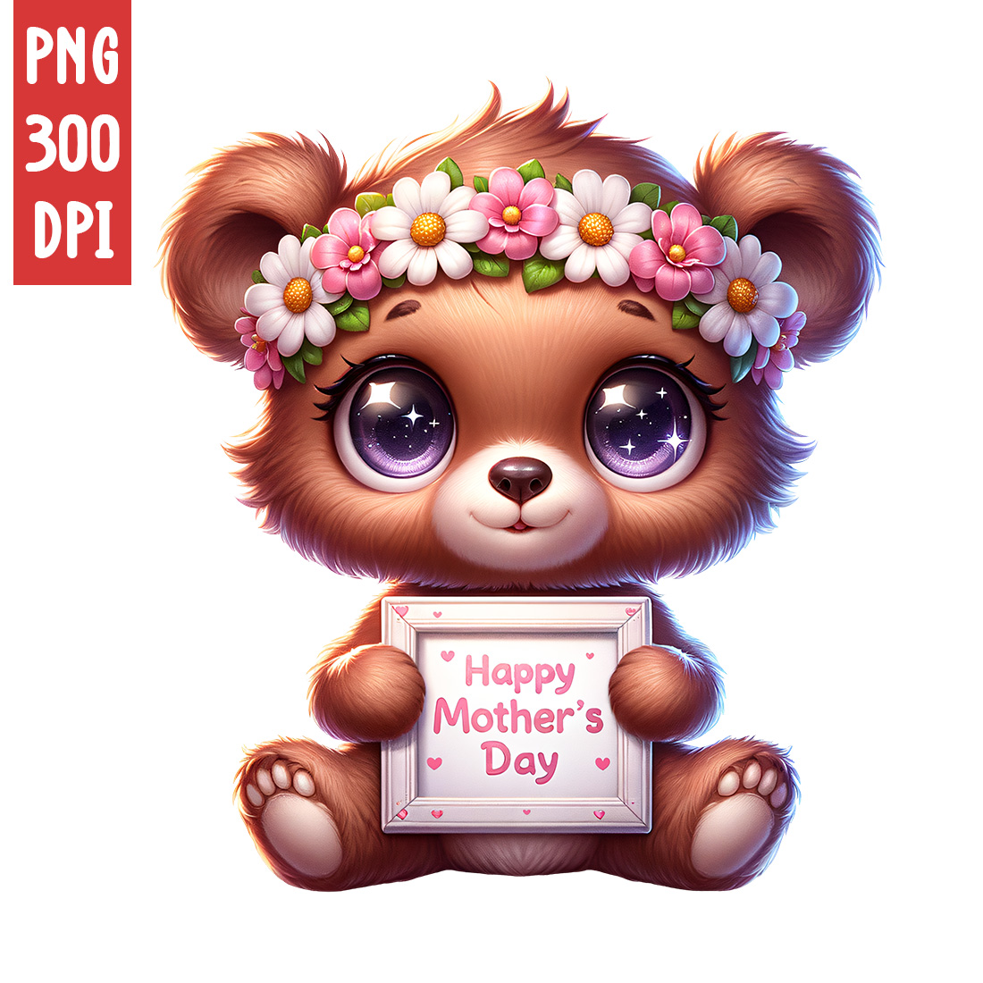 Mother's Day Animal Clipart | Cute Bear with frame clipart | PNG preview image.