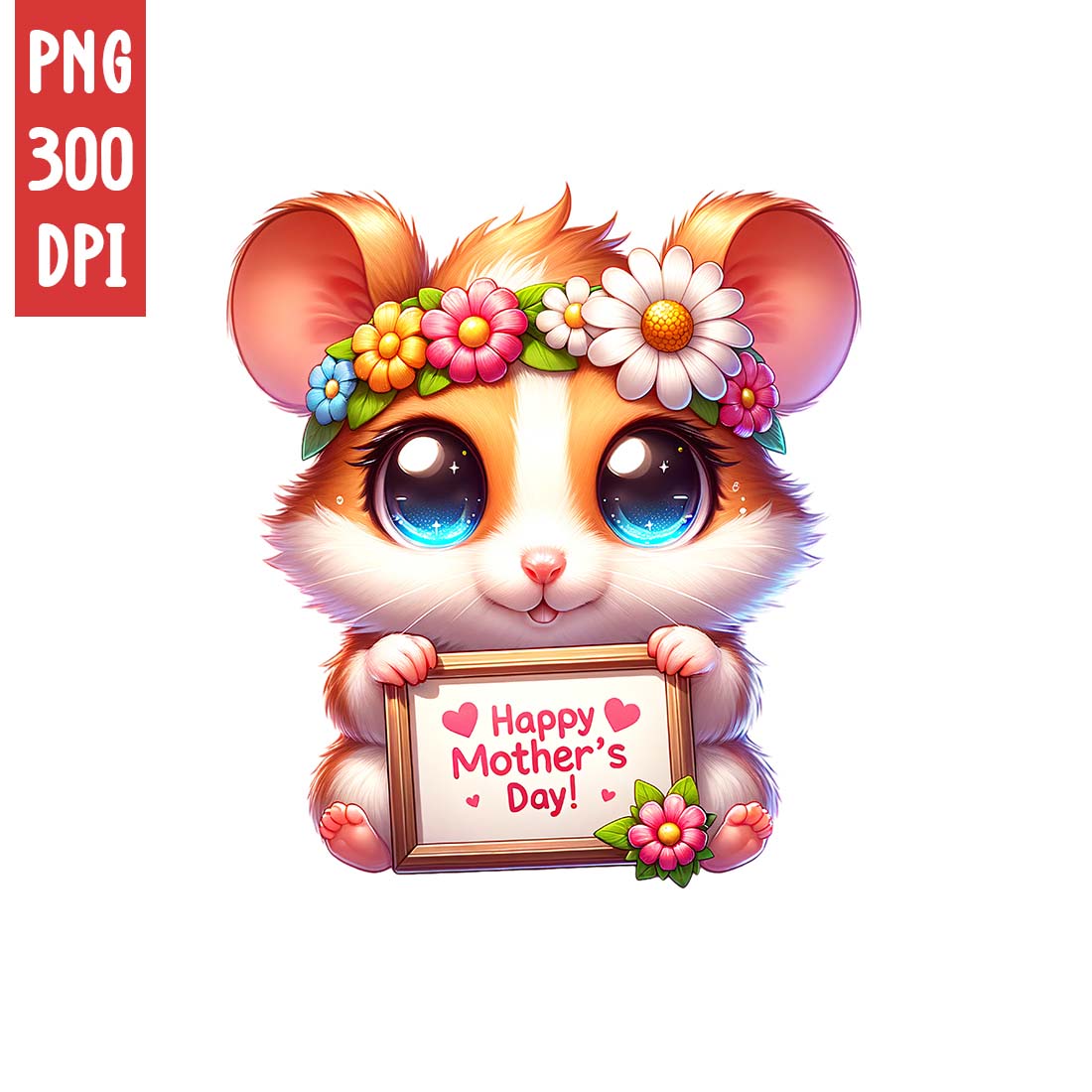 Mother's Day Animal Clipart | Cute Hamster with frame clipart | PNG preview image.