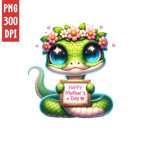 Mother's Day Animal Clipart | Cute Snake with frame clipart | PNG cover image.