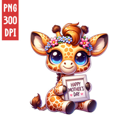 Mother's Day Animal Clipart | Cute Giraffe with frame clipart | PNG cover image.