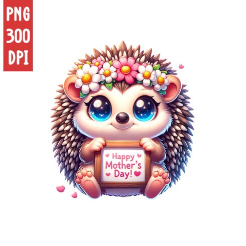 Mother's Day Animal Clipart | Cute Hedgehog with frame clipart | PNG cover image.