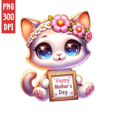 Mother's Day Animal Clipart | Cute Cat with frame clipart | PNG cover image.