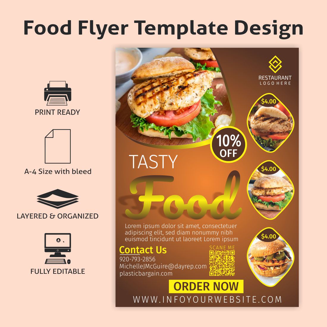 Food Flyer Template Design cover image.