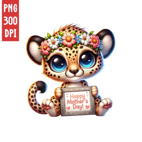 Mother's Day Animal Clipart | Cute Cheetah with frame clipart | PNG cover image.