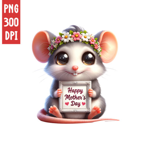 Mother's Day Animal Clipart | Cute Rat with frame clipart | PNG cover image.
